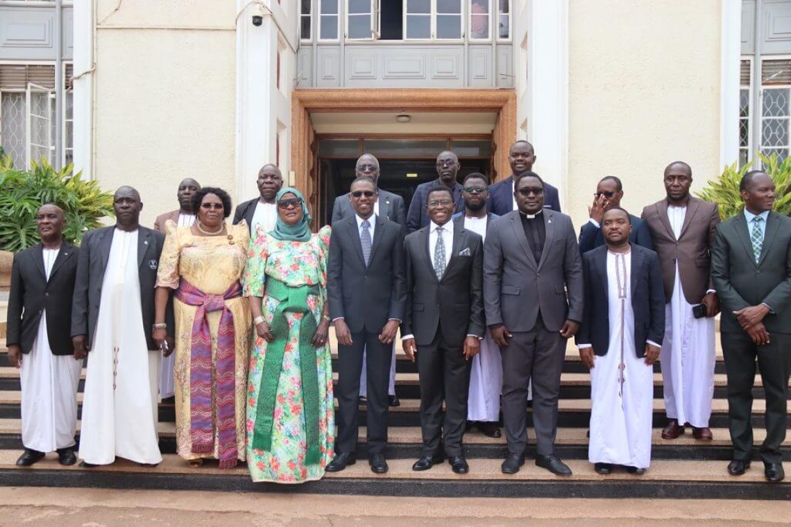 The Katikkiro of Buganda and invited guests pose during the Men’s Convention 2025 The Katikkiro of Buganda and invited guests pose during the Men’s Convention 2025
